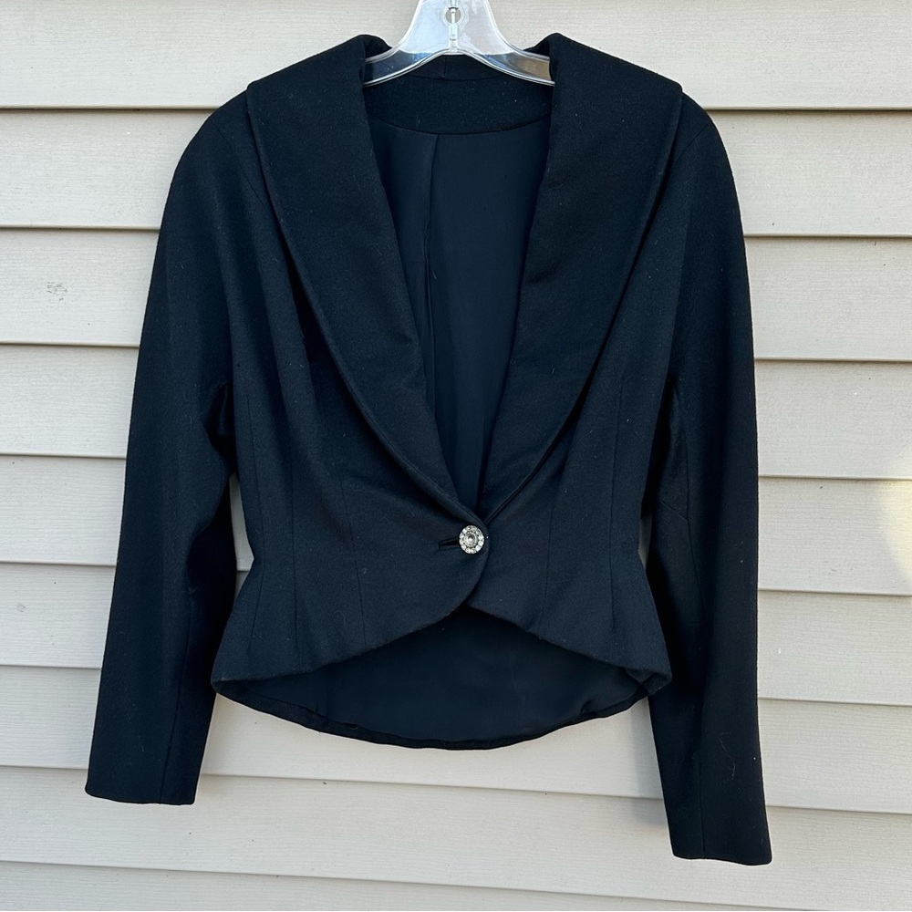 Vintage 1940s? wool peplum jacket blazer black PLEASE READ DESCRIPTION